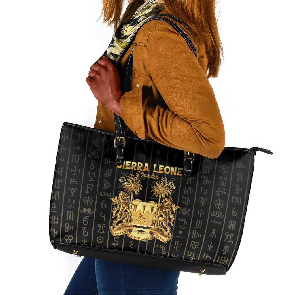 Sierra Leone Leather Tote Bag Vai Syllabary Pattern - African Pride