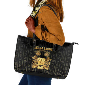Sierra Leone Leather Tote Bag Vai Syllabary Pattern - African Pride