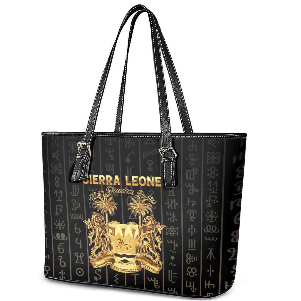Sierra Leone Leather Tote Bag Vai Syllabary Pattern - African Pride