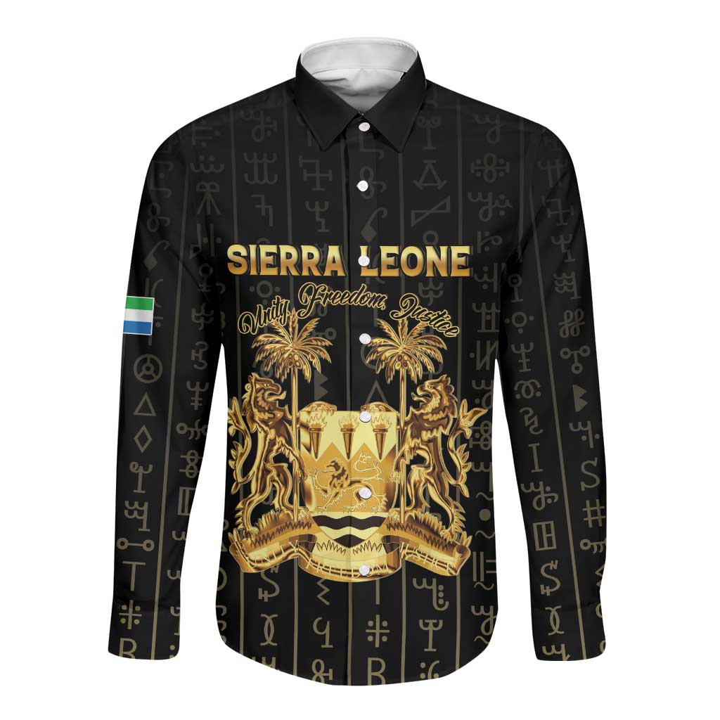 Personalized Sierra Leone Long Sleeve Button Shirt Vai Syllabary Pattern - African Pride