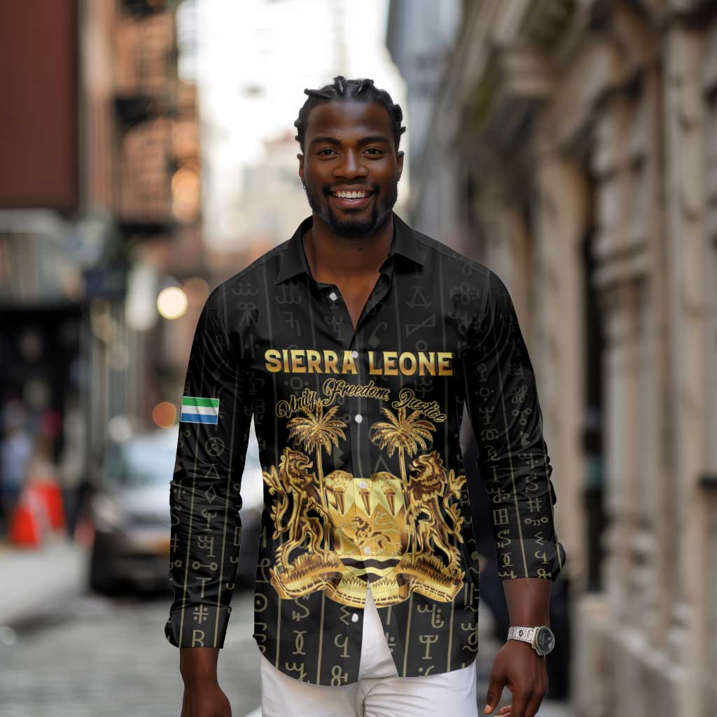 Personalized Sierra Leone Long Sleeve Button Shirt Vai Syllabary Pattern - African Pride