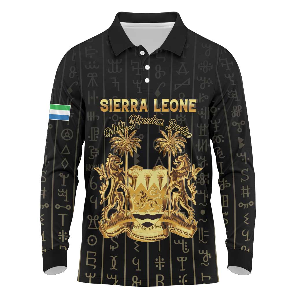 Personalized Sierra Leone Long Sleeve Polo Shirt Vai Syllabary Pattern - African Pride
