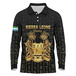 Personalized Sierra Leone Long Sleeve Polo Shirt Vai Syllabary Pattern - African Pride