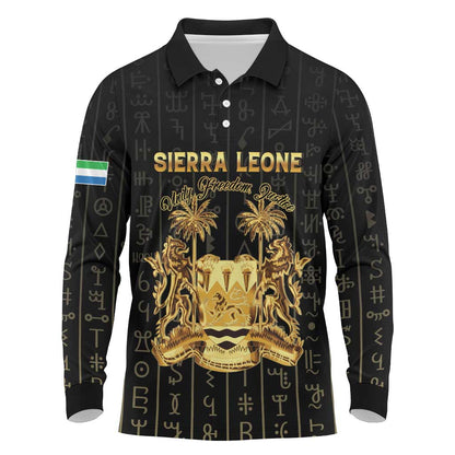 Personalized Sierra Leone Long Sleeve Polo Shirt Vai Syllabary Pattern - African Pride