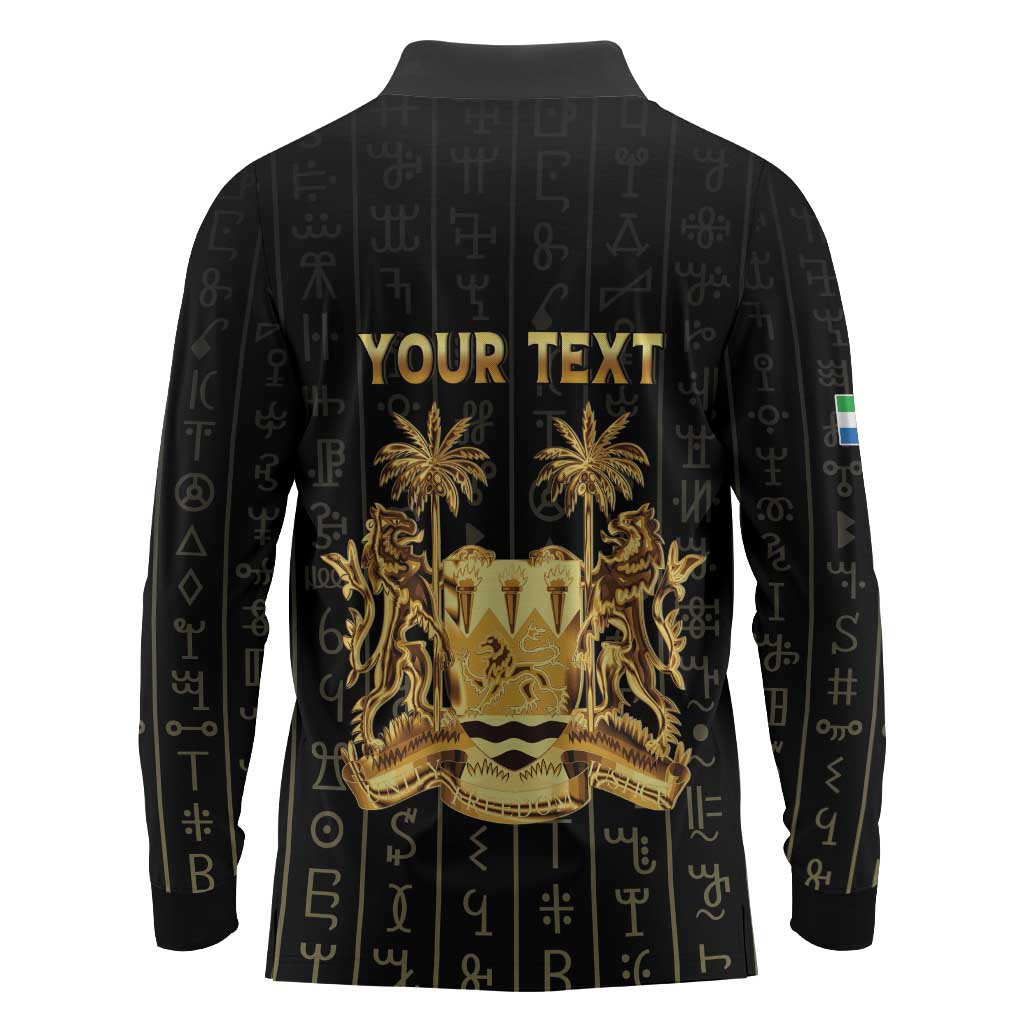 Personalized Sierra Leone Long Sleeve Polo Shirt Vai Syllabary Pattern - African Pride