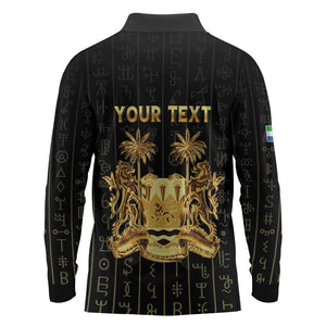 Personalized Sierra Leone Long Sleeve Polo Shirt Vai Syllabary Pattern - African Pride