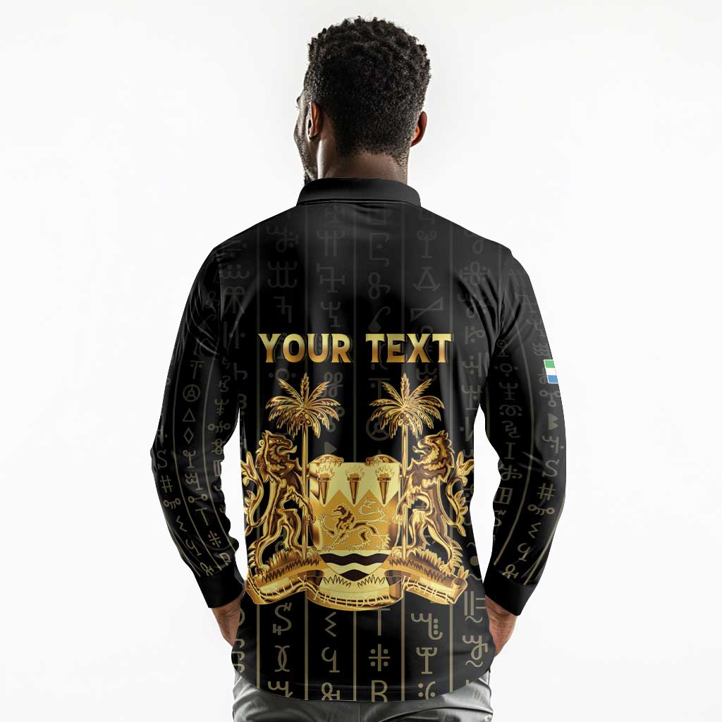 Personalized Sierra Leone Long Sleeve Polo Shirt Vai Syllabary Pattern - African Pride