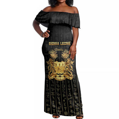Personalized Sierra Leone Off Shoulder Maxi Dress Vai Syllabary Pattern - African Pride