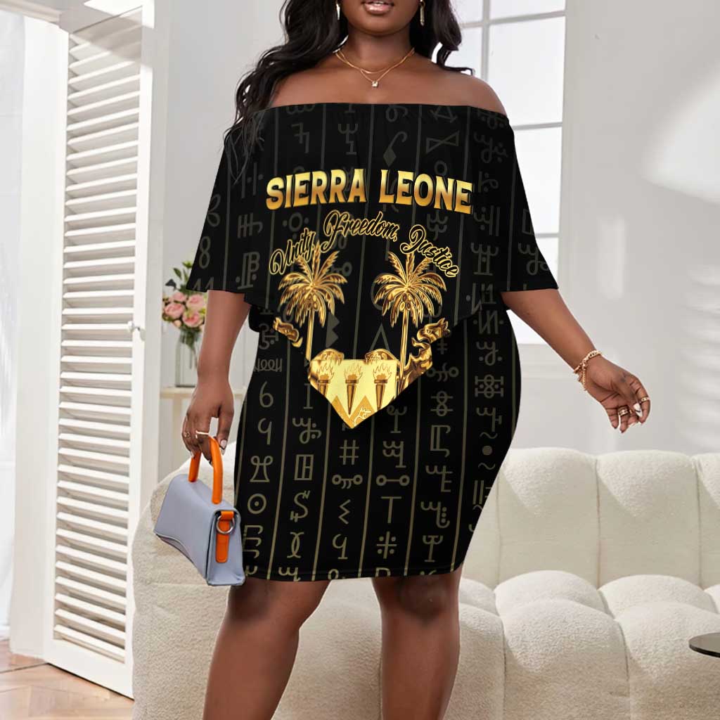 Personalized Sierra Leone Off Shoulder Short Dress Vai Syllabary Pattern - African Pride