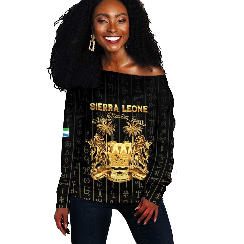 Personalized Sierra Leone Off Shoulder Sweater Vai Syllabary Pattern - African Pride