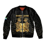 Personalized Sierra Leone Sleeve Zip Bomber Jacket Vai Syllabary Pattern - African Pride