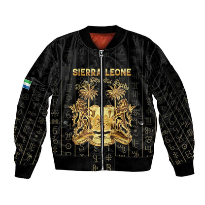 Personalized Sierra Leone Sleeve Zip Bomber Jacket Vai Syllabary Pattern - African Pride