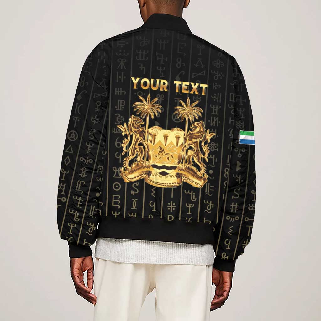 Personalized Sierra Leone Sleeve Zip Bomber Jacket Vai Syllabary Pattern - African Pride