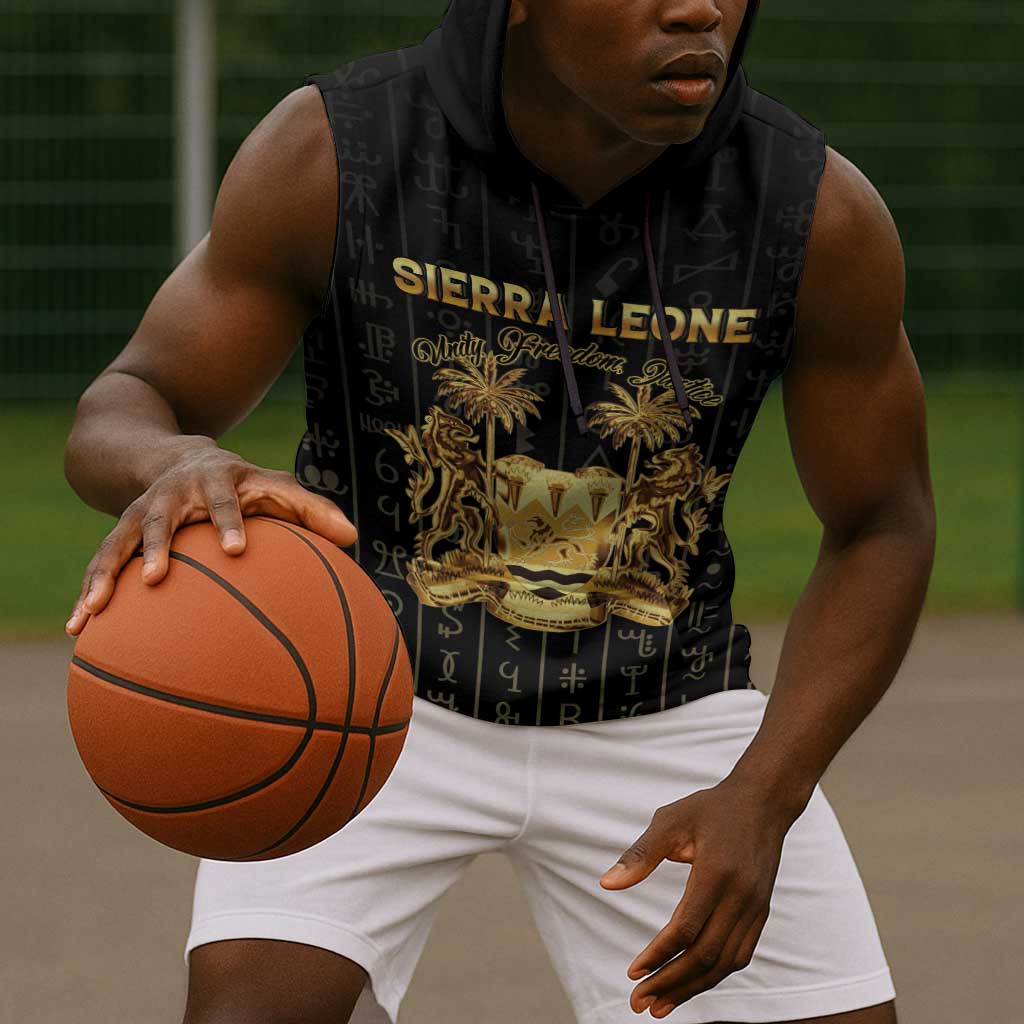 Personalized Sierra Leone Sleeveless Hoodie Vai Syllabary Pattern - African Pride