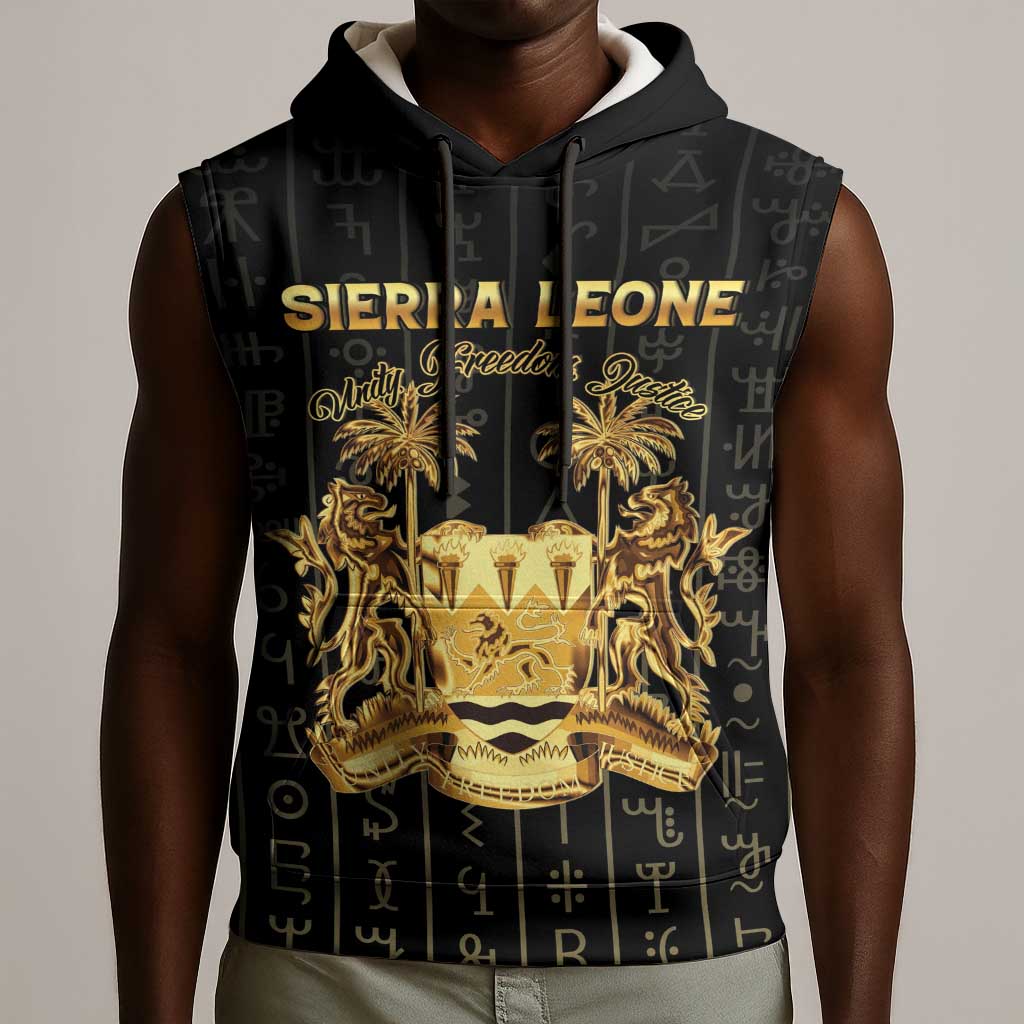 Personalized Sierra Leone Sleeveless Hoodie Vai Syllabary Pattern - African Pride