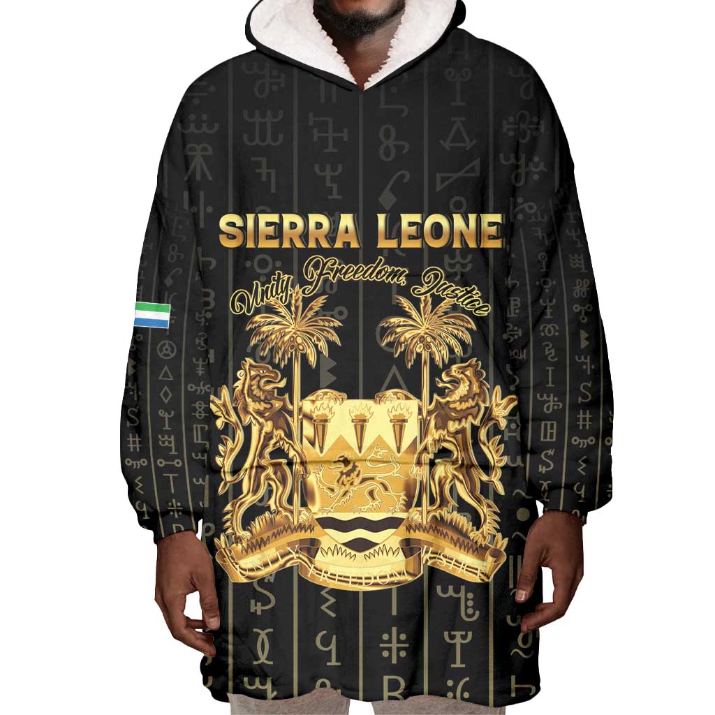 Personalized Sierra Leone Wearable Blanket Hoodie Vai Syllabary Pattern - African Pride