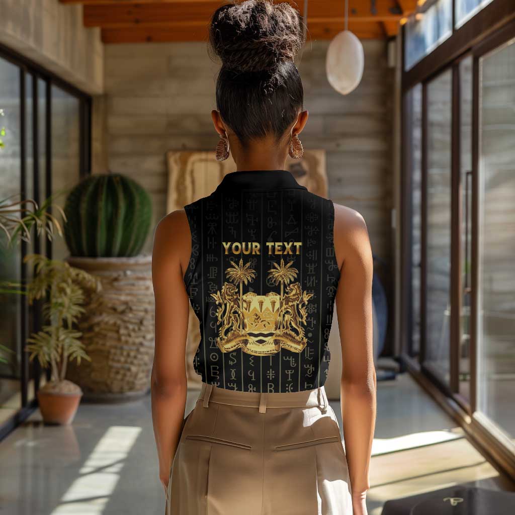 Personalized Sierra Leone Women Sleeveless Polo Shirt Vai Syllabary Pattern - African Pride