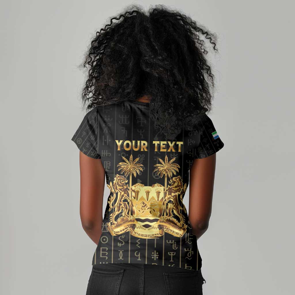 Personalized Sierra Leone Women V-Neck T-Shirt Vai Syllabary Pattern - African Pride