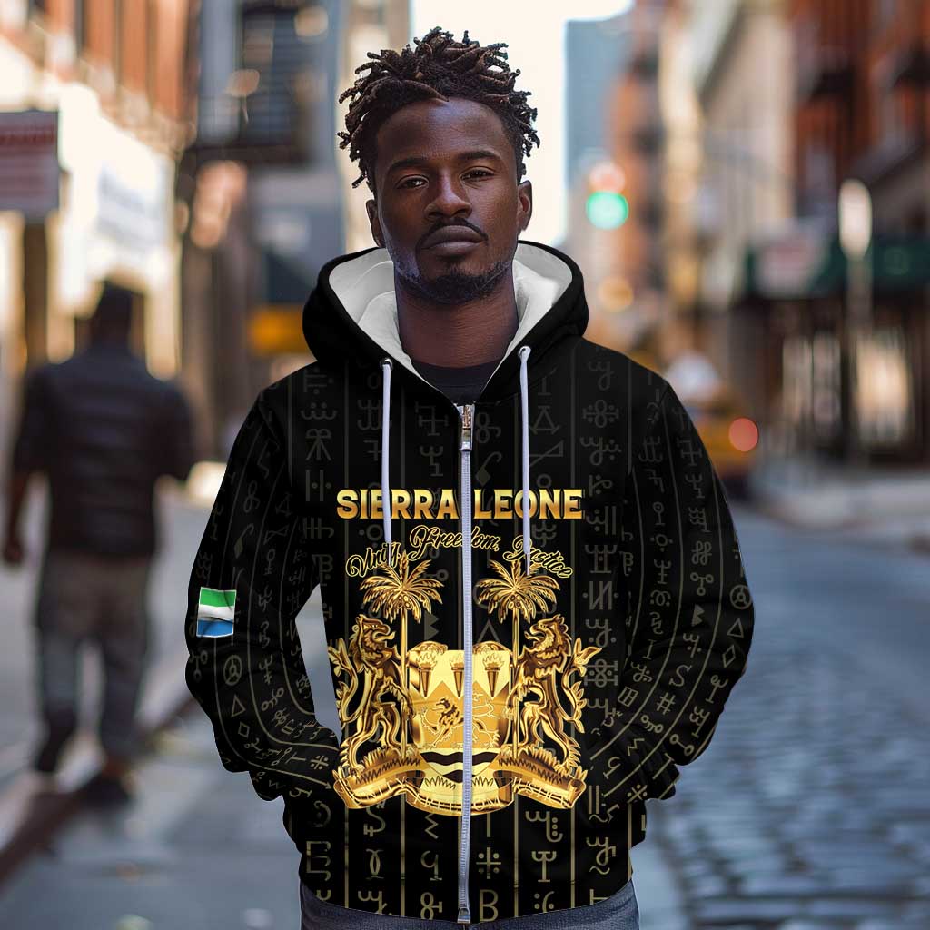 Personalized Sierra Leone Zip Hoodie Vai Syllabary Pattern - African Pride