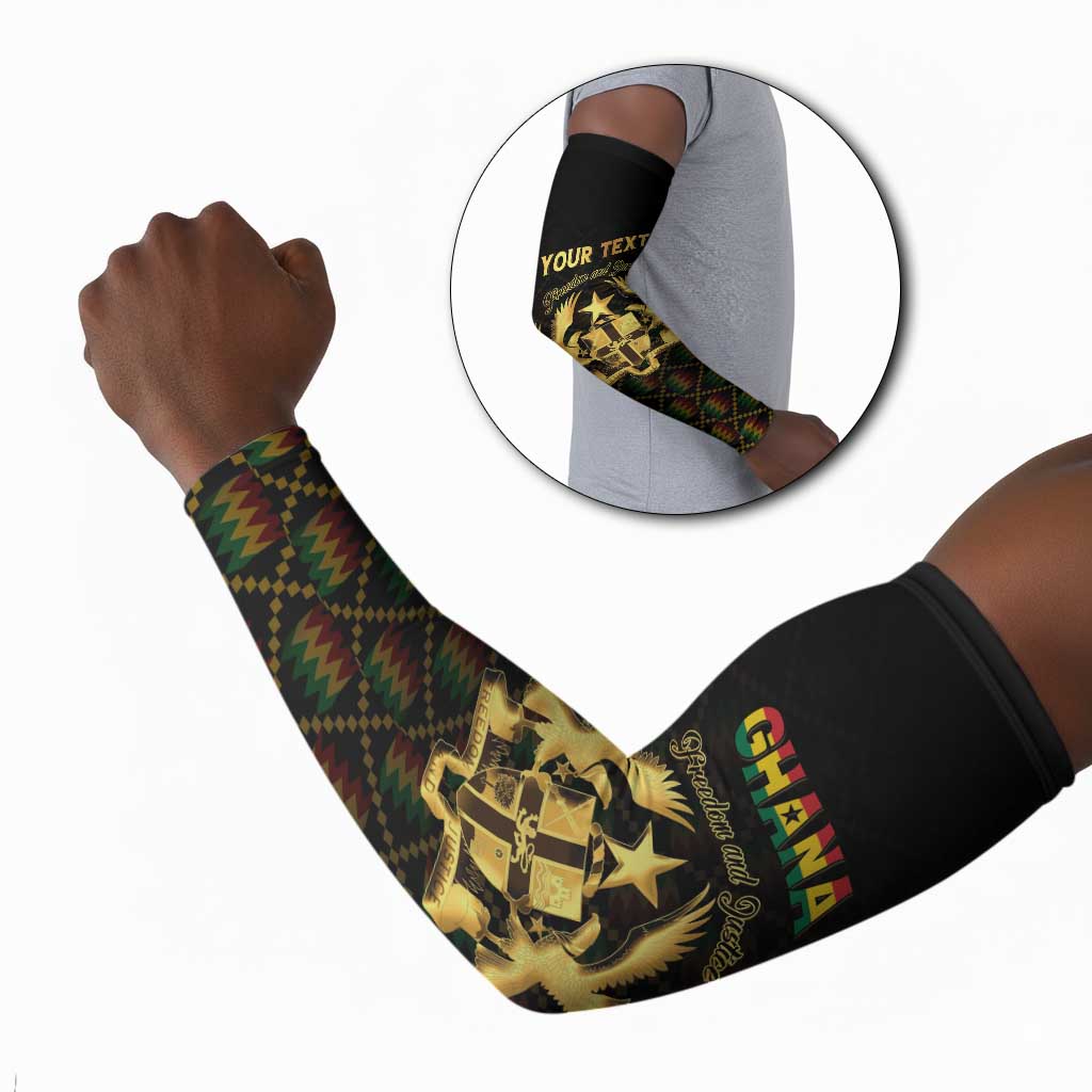 Personalized Ghana Kente Pattern Arm Sleeves The Heart of Gold of Africa