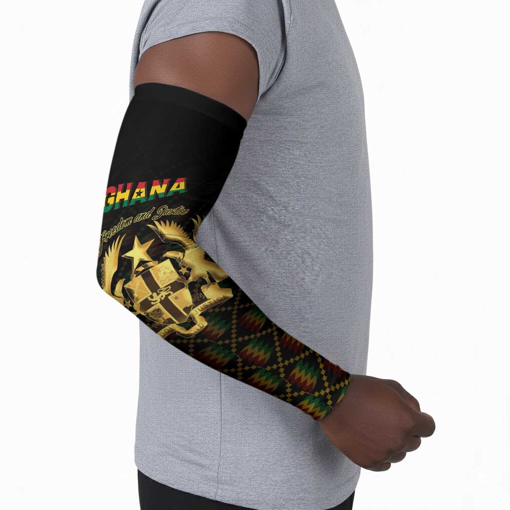 Personalized Ghana Kente Pattern Arm Sleeves The Heart of Gold of Africa