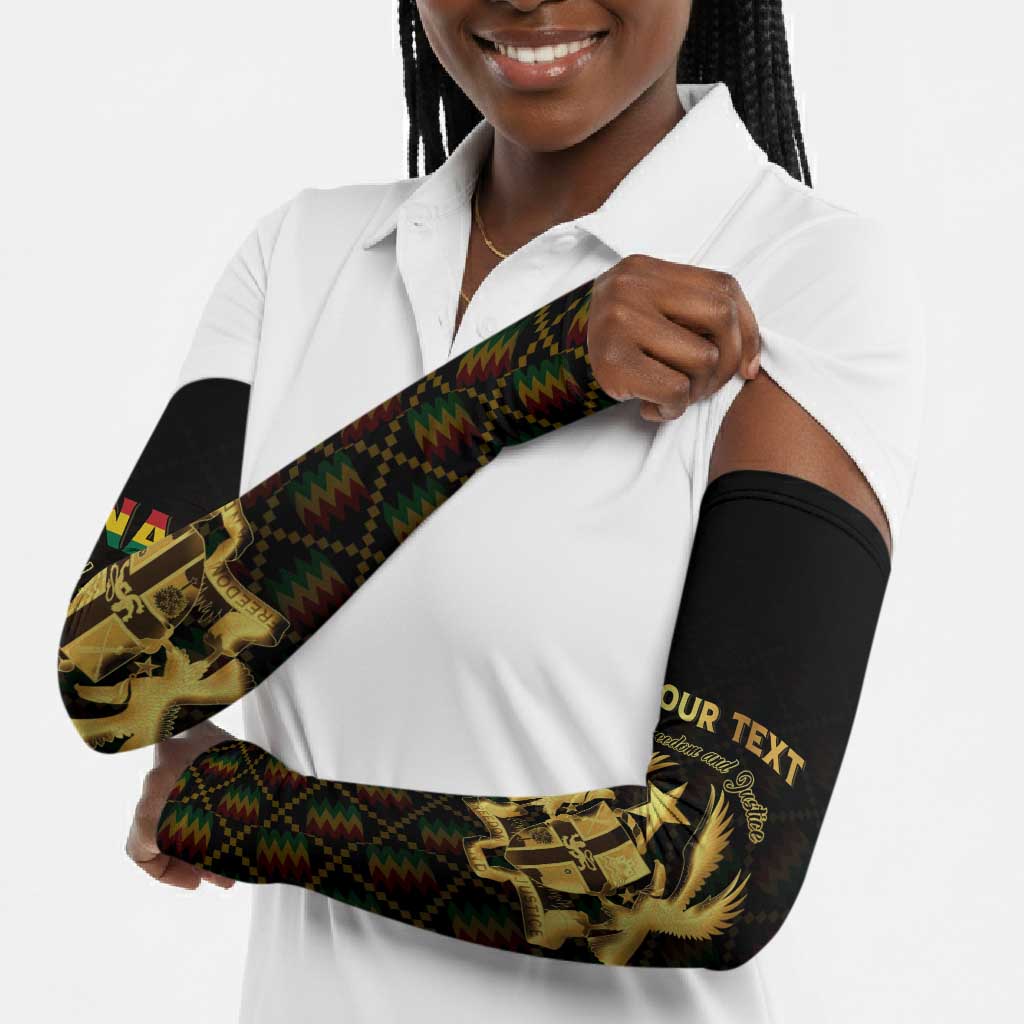 Personalized Ghana Kente Pattern Arm Sleeves The Heart of Gold of Africa