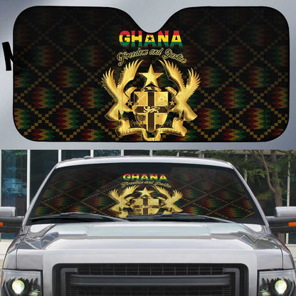Ghana Kente Pattern Auto Sun Shade The Heart of Gold of Africa