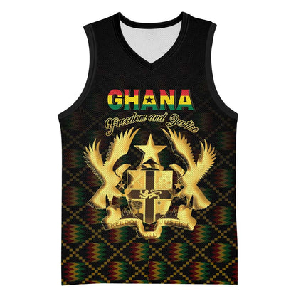 Personalized Ghana Gold Emblem Basketball Jersey The Heart of Gold of Africa - African Pride