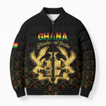 Personalized Ghana Kente Pattern Bomber Puffer Jacket The Heart of Gold of Africa