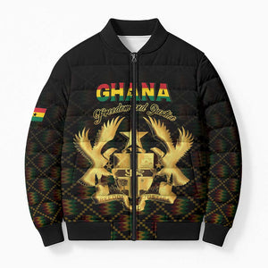 Personalized Ghana Kente Pattern Bomber Puffer Jacket The Heart of Gold of Africa