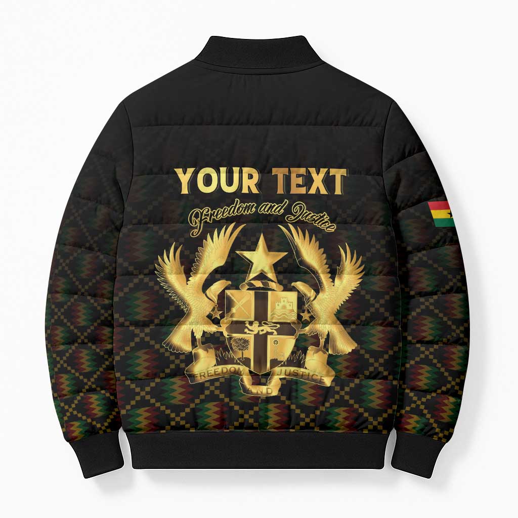 Personalized Ghana Kente Pattern Bomber Puffer Jacket The Heart of Gold of Africa