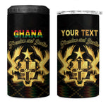 Personalized Ghana Gold Emblem 4 in 1 Can Cooler Tumbler The Heart of Gold of Africa - African Pride