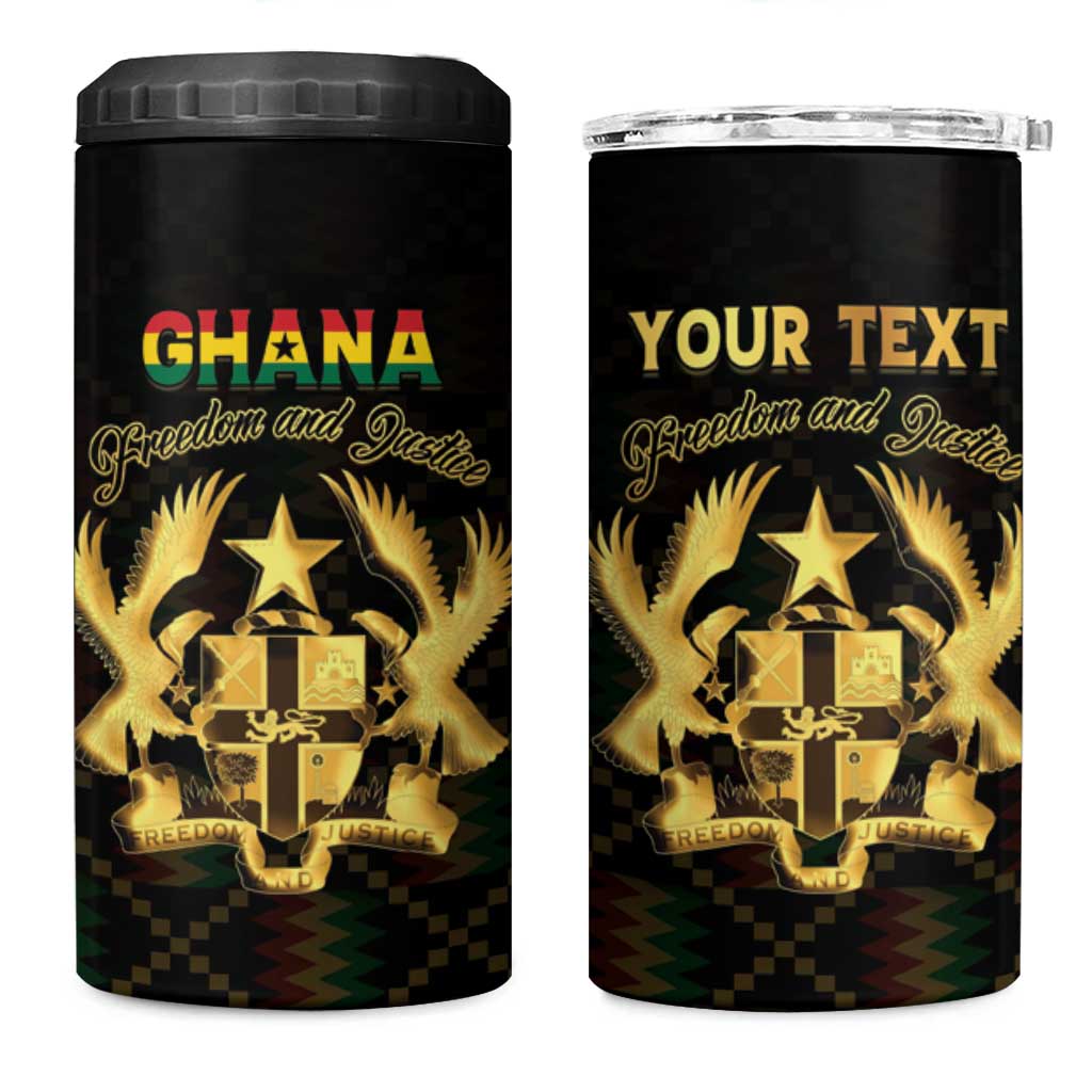 Personalized Ghana Gold Emblem 4 in 1 Can Cooler Tumbler The Heart of Gold of Africa - African Pride