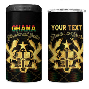 Personalized Ghana Gold Emblem 4 in 1 Can Cooler Tumbler The Heart of Gold of Africa - African Pride