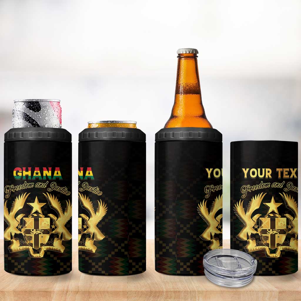 Personalized Ghana Gold Emblem 4 in 1 Can Cooler Tumbler The Heart of Gold of Africa - African Pride
