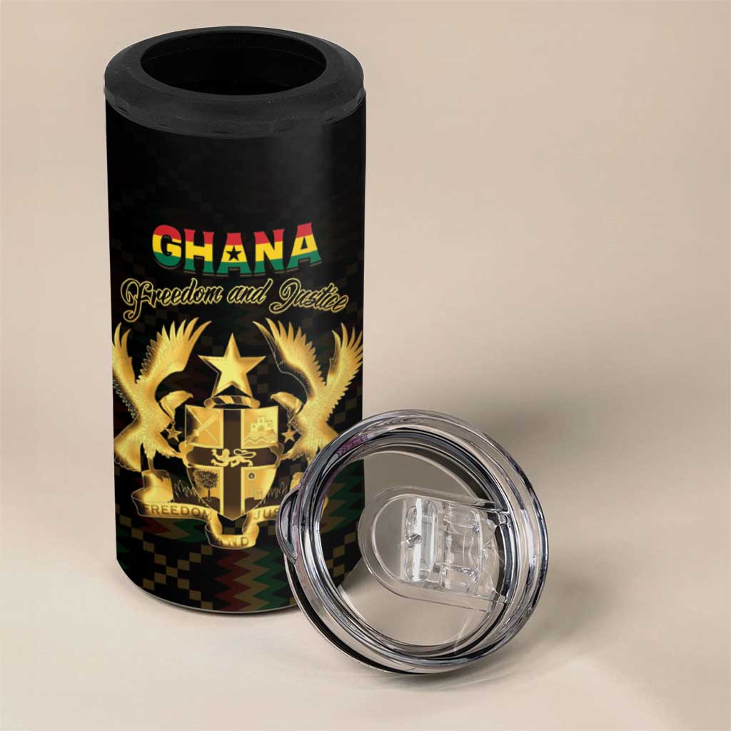 Personalized Ghana Gold Emblem 4 in 1 Can Cooler Tumbler The Heart of Gold of Africa - African Pride