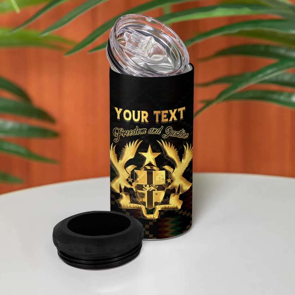 Personalized Ghana Gold Emblem 4 in 1 Can Cooler Tumbler The Heart of Gold of Africa - African Pride