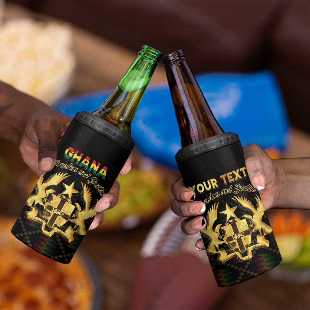 Personalized Ghana Gold Emblem 4 in 1 Can Cooler Tumbler The Heart of Gold of Africa - African Pride