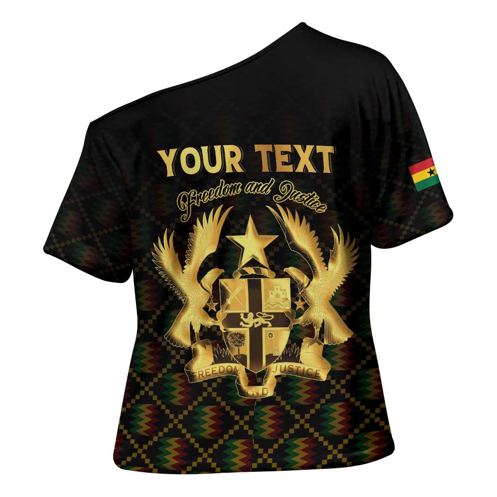 Personalized Ghana Kente Pattern Cross Shoulder Shirt The Heart of Gold of Africa