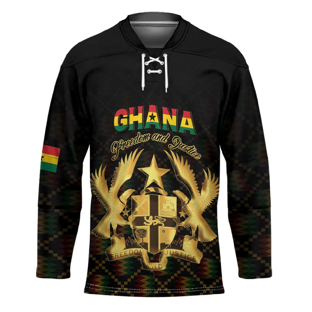 Personalized Ghana Kente Pattern Hockey Jersey The Heart of Gold of Africa