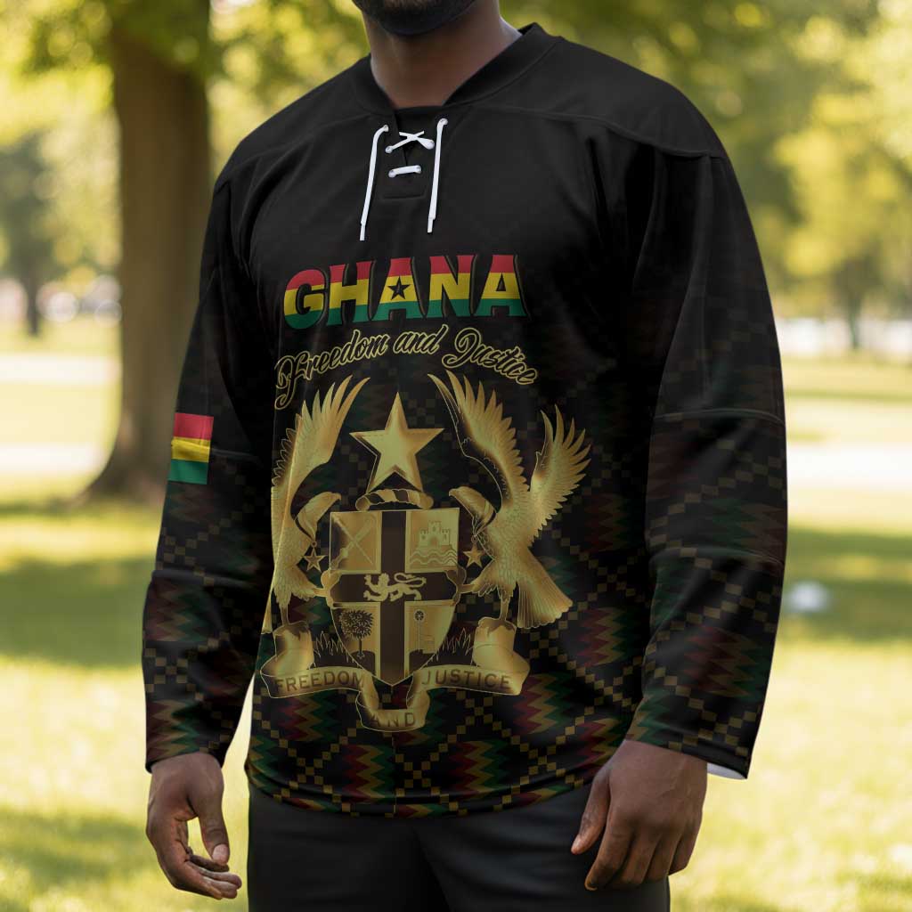 Personalized Ghana Kente Pattern Hockey Jersey The Heart of Gold of Africa