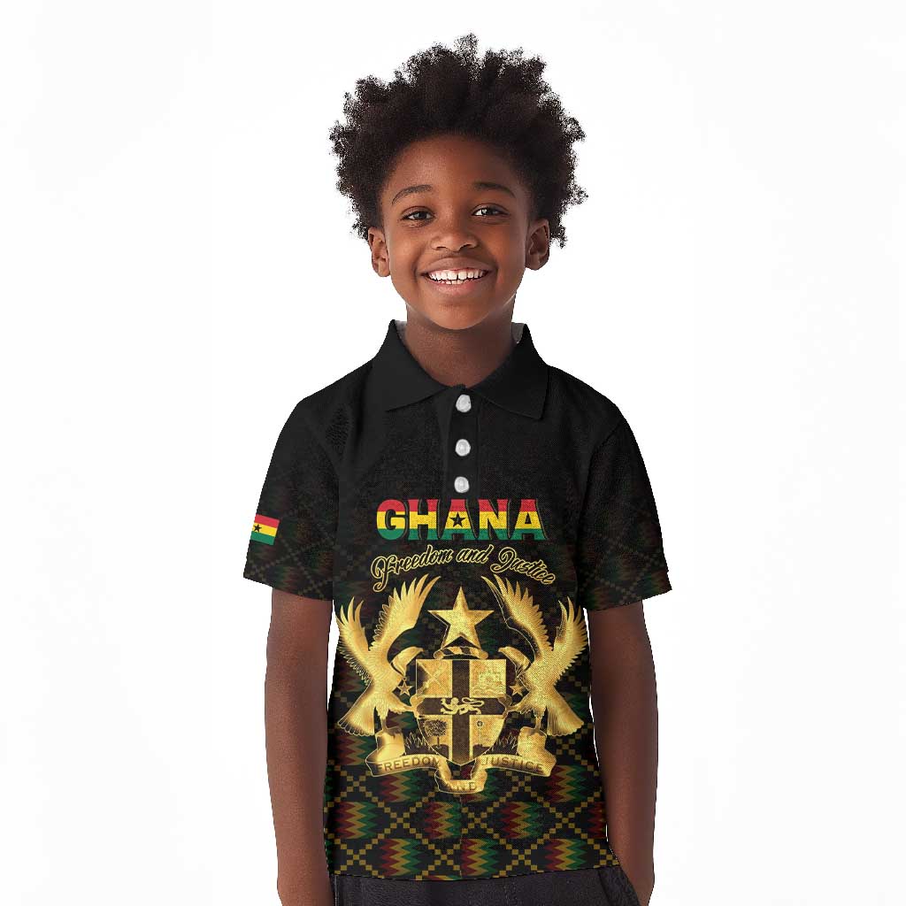 Personalized Ghana Gold Emblem Kid Polo Shirt The Heart of Gold of Africa - African Pride