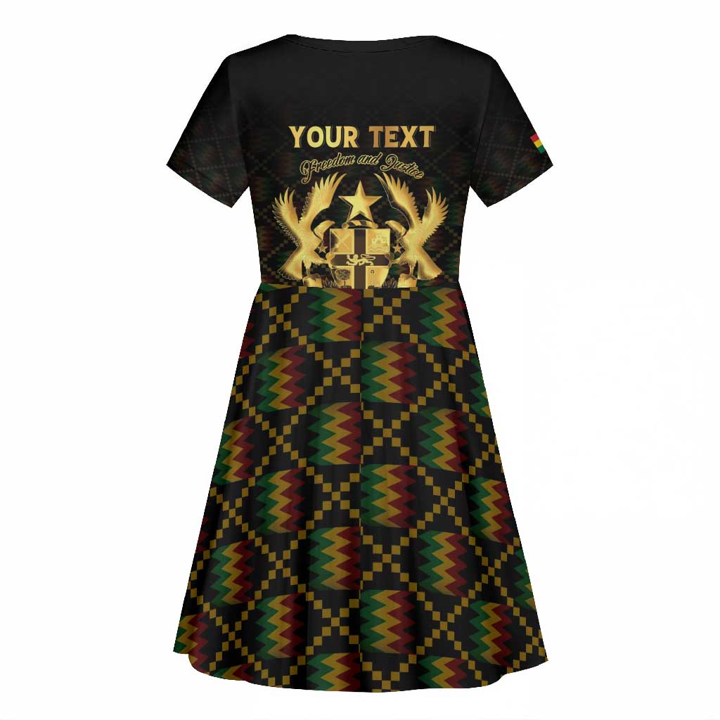 Personalized Ghana Gold Emblem Kid Short Sleeve Dress The Heart of Gold of Africa - African Pride