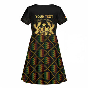 Personalized Ghana Gold Emblem Kid Short Sleeve Dress The Heart of Gold of Africa - African Pride