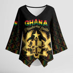 Personalized Ghana Kente Pattern Kimono Sleeve Blouse The Heart of Gold of Africa