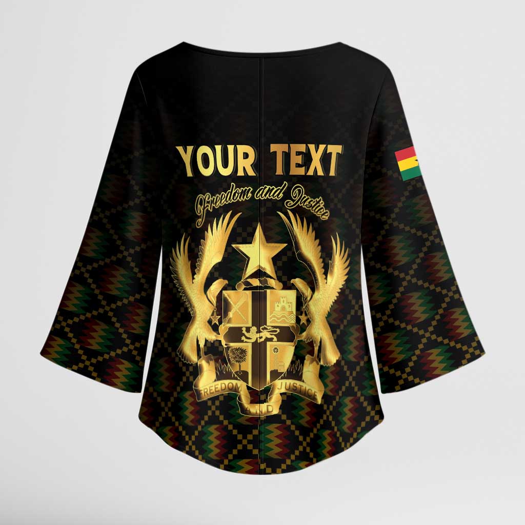 Personalized Ghana Kente Pattern Kimono Sleeve Blouse The Heart of Gold of Africa