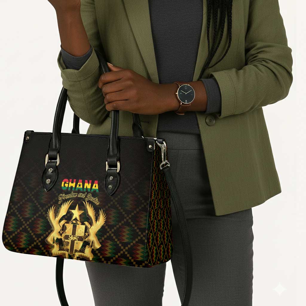 Ghana Kente Pattern Leather Bag The Heart of Gold of Africa