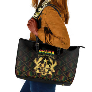 Ghana Gold Emblem Leather Tote Bag The Heart of Gold of Africa - African Pride