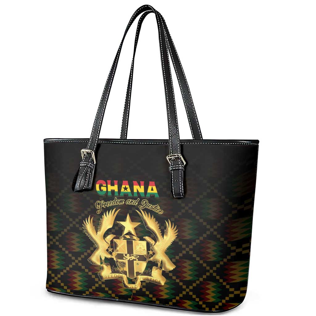 Ghana Gold Emblem Leather Tote Bag The Heart of Gold of Africa - African Pride