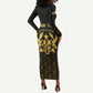 Personalized Ghana Gold Emblem Long Sleeve Bodycon Dress The Heart of Gold of Africa - African Pride